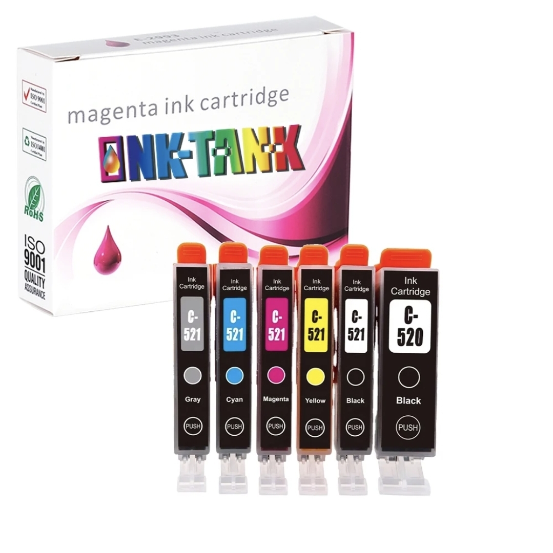 Compatible Canon PGI520 CLI521 B C M Y Inkjet Value Pack