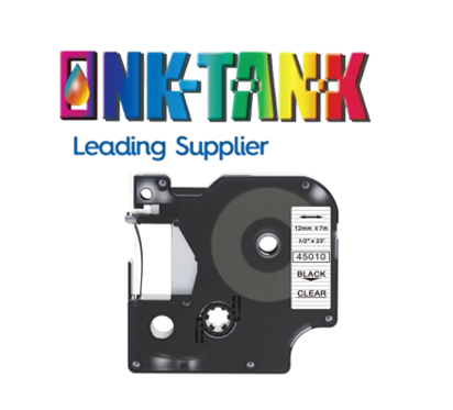 Premium Compatible 45010 Label Tape Black Clear for DYMO LabelManager