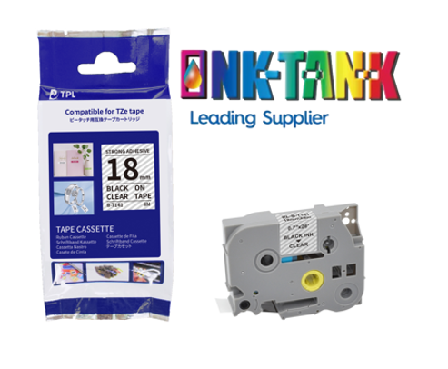 Compatible Stencil Tapes STe141 Black on Clear 18mm for Brother