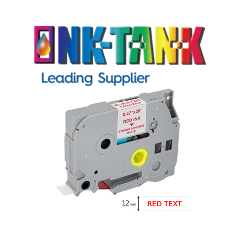 Compatible Brother P-Touch Label Tape Cassette 12mm TZe-232 Red Text on White