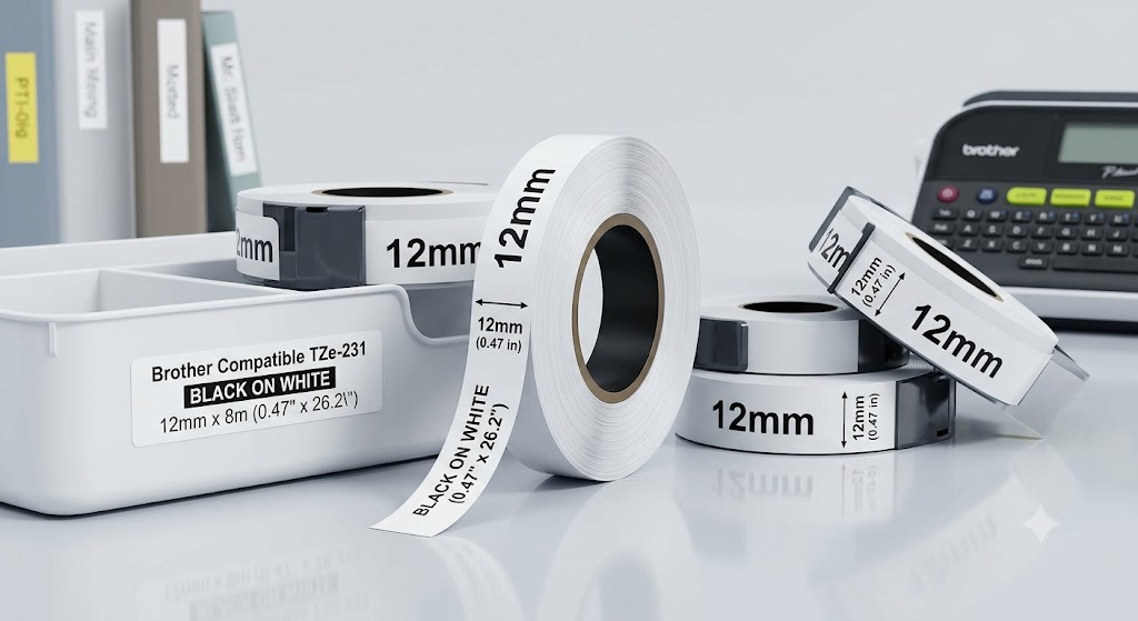 Compatible Brother TZe-231 P-Touch Label Tape (12mm Black on White)